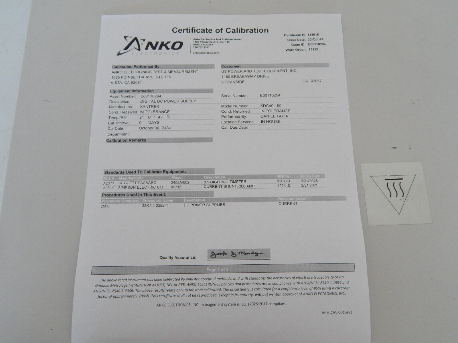 Xantrex XDC40-150 40Vdc 150A,GPIB,RS232,EXT PROG,CANBUS / NIST cal Xantrex XDC40-150 40Vdc 150A,GPIB,RS232,EXT PROG,CANBUS / NIST cal